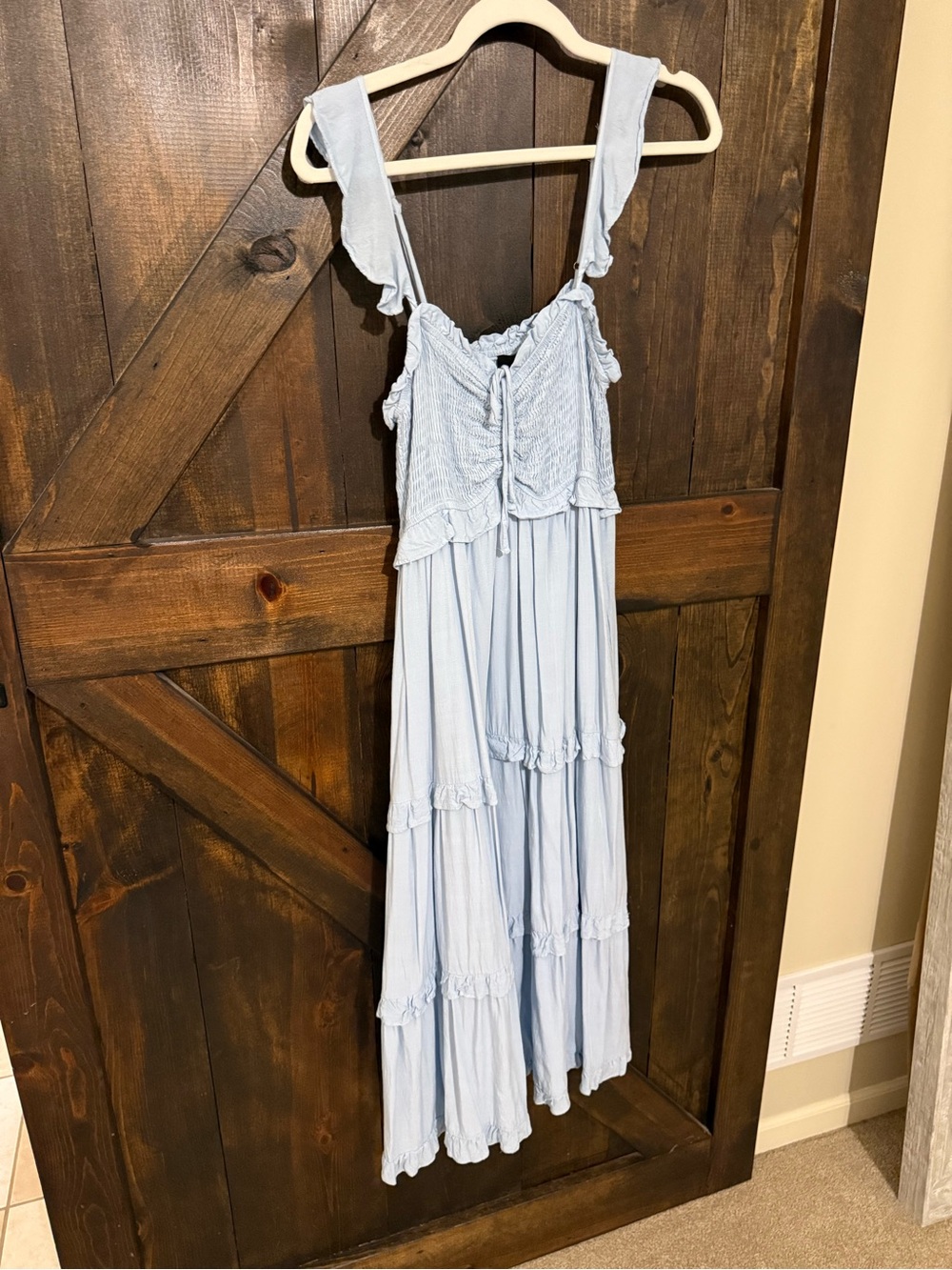 Vici Light Blue Ruffled Tiered Maxi Dress